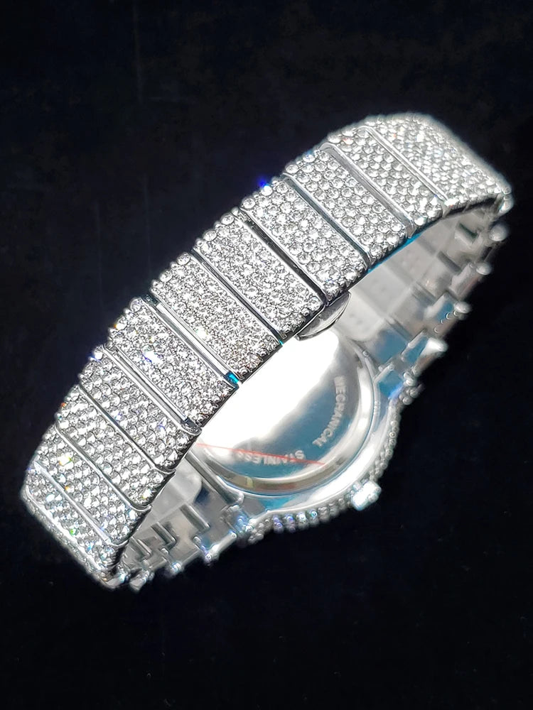 Luxury Watches For Men Full Diamond Iced Hip Hop Stylish Quartz Watch For Male Waterproof Calendar Men's Wristwatches Gift New
